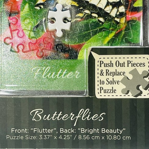 Double Sided Jigsaw Brainteaser Puzzle Butterflies Flutter Bright Beauty 4.25" - Picture 5 of 13